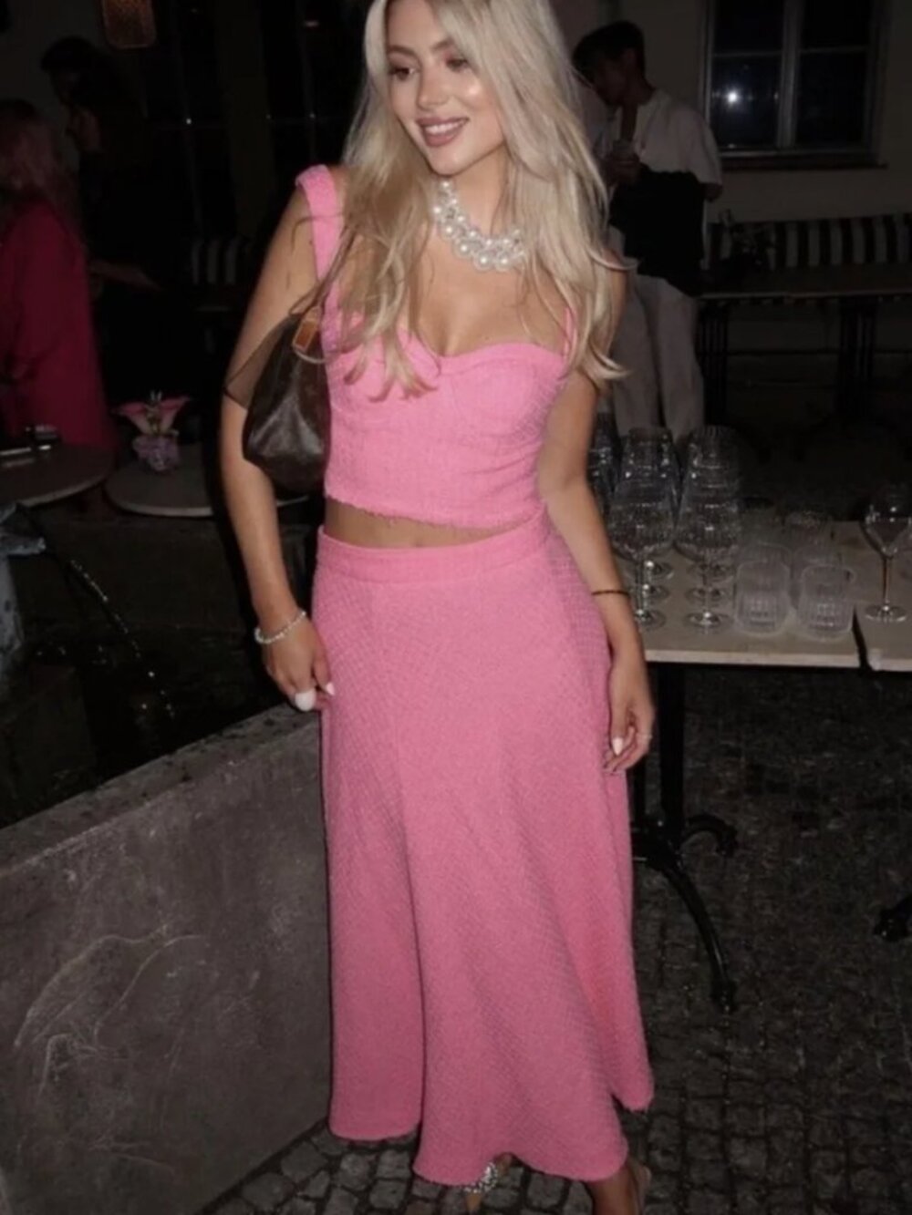2 PIECE ZARA PINK TEXTURED TWEED MATCHING SET